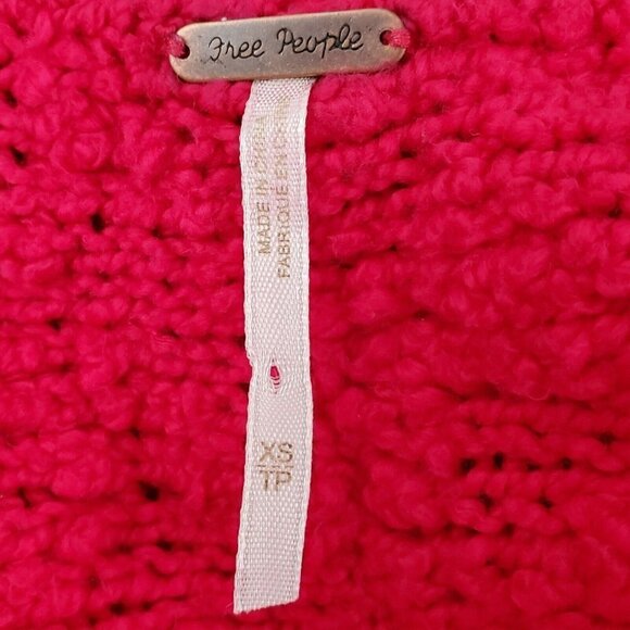 Free People Sweater XS Pink Womens Chunky Knit Dolman Sleeve Boho Slouchy - Picture 7 of 12
